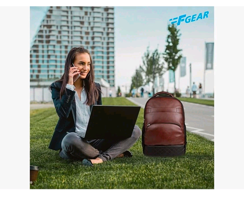 F GEAR Messenger Leather Backpack Shoulder Backpack Bookbag Travel Brown Black